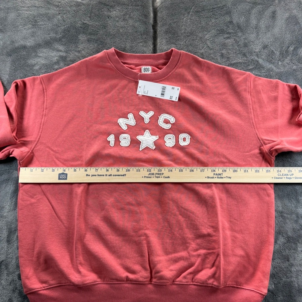 BDG Urban Outfitters NYC 1990 Applique Sweatshirt Red Orange Star Size M NEW - Picture 7 of 10